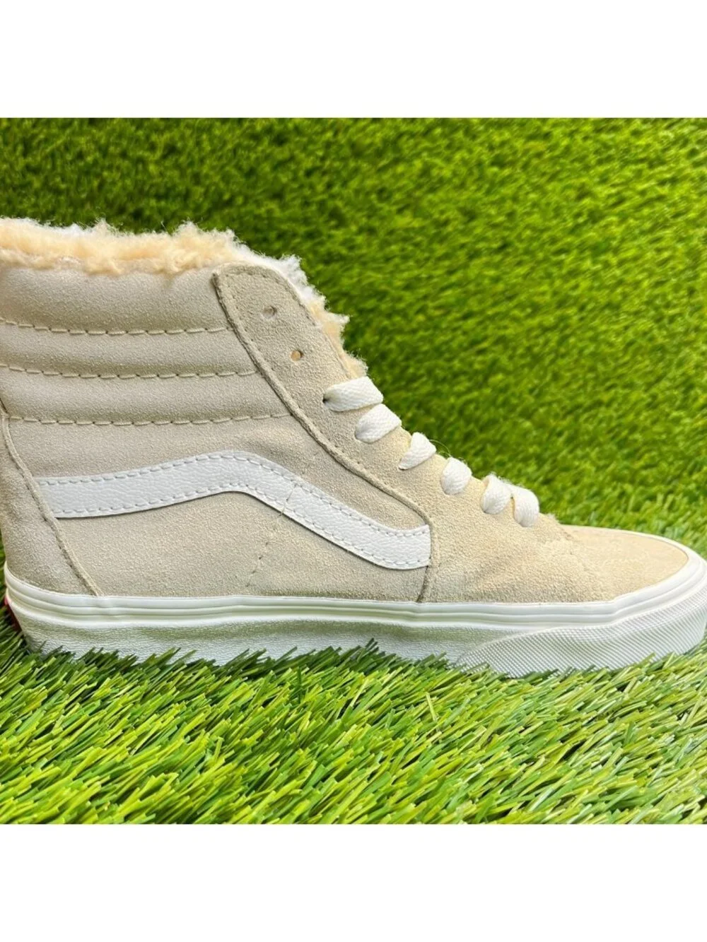 Vans Sk8 Hi Cozy Hug Biscotti Womens Size 5.5 Beige Athletic Skate Shoes Sneaker